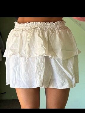 Stoney Clover Lane x Target White Layered Mini Skirt with Drawstring